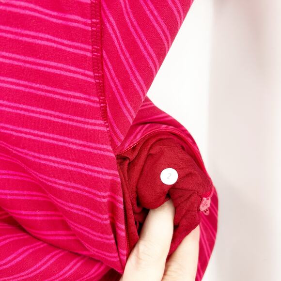Lululemon Womens Athleisure Think Fast Thumbhole Pullover Size 2 Berry‎ Striped - Picture 5 of 7